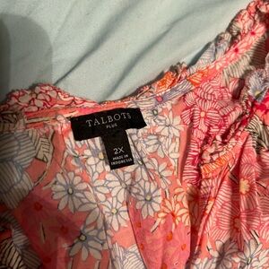 Talbots Pink and White Floral Blouse